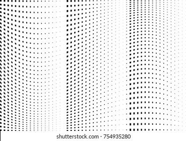 Abstract halftone wave dotted background. Monochrome grunge pattern with square.  Vector modern pop art texture for posters, sites, cover, business cards, postcards, art labels layout, stickers.