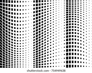 Abstract halftone wave dotted background. Monochrome grunge pattern with square.  Vector modern pop art texture for posters, sites, cover, business cards, postcards, art labels layout, stickers.