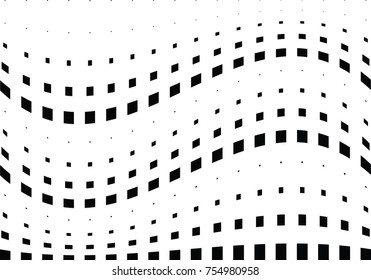 Abstract halftone wave dotted background. Monochrome grunge pattern with square.  Vector modern pop art texture for posters, sites, cover, business cards, postcards, art labels layout, stickers.