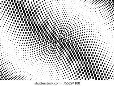 Abstract halftone wave dotted background. Monochrome grunge pattern with square.  Vector modern pop art texture for posters, sites, cover, business cards, postcards, art labels layout, stickers.