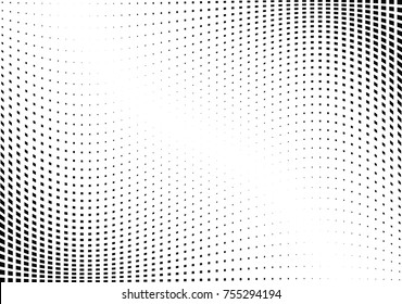 Abstract halftone wave dotted background. Monochrome grunge pattern with square.  Vector modern pop art texture for posters, sites, cover, business cards, postcards, art labels layout, stickers.