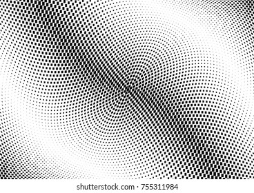 Abstract halftone wave dotted background. Monochrome grunge pattern with square.  Vector modern pop art texture for posters, sites, cover, business cards, postcards, art labels layout, stickers.
