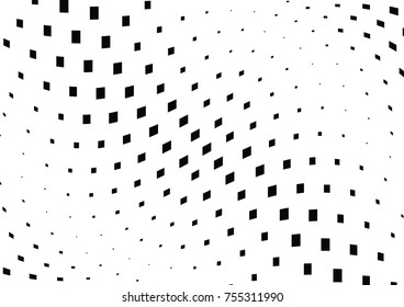 Abstract halftone wave dotted background. Monochrome grunge pattern with square.  Vector modern pop art texture for posters, sites, cover, business cards, postcards, art labels layout, stickers.