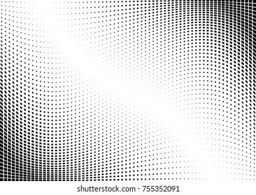 Abstract halftone wave dotted background. Monochrome grunge pattern with square.  Vector modern pop art texture for posters, sites, cover, business cards, postcards, art labels layout, stickers.