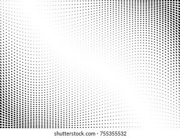 Abstract halftone wave dotted background. Monochrome grunge pattern with square.  Vector modern pop art texture for posters, sites, cover, business cards, postcards, art labels layout, stickers.