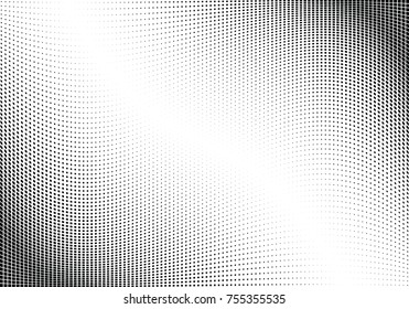 Abstract halftone wave dotted background. Monochrome grunge pattern with square.  Vector modern pop art texture for posters, sites, cover, business cards, postcards, art labels layout, stickers.