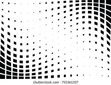 Abstract halftone wave dotted background. Monochrome grunge pattern with square.  Vector modern pop art texture for posters, sites, cover, business cards, postcards, art labels layout, stickers.