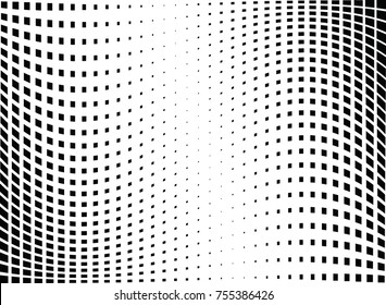 Abstract halftone wave dotted background. Monochrome grunge pattern with square.  Vector modern pop art texture for posters, sites, cover, business cards, postcards, art labels layout, stickers.
