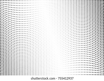 Abstract halftone wave dotted background. Monochrome grunge pattern with square.  Vector modern pop art texture for posters, sites, cover, business cards, postcards, art labels layout, stickers.