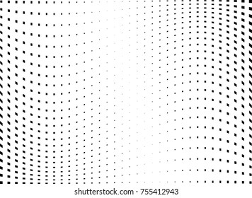 Abstract halftone wave dotted background. Monochrome grunge pattern with square.  Vector modern pop art texture for posters, sites, cover, business cards, postcards, art labels layout, stickers.