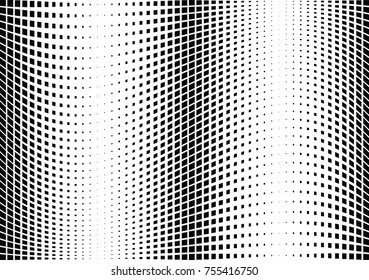 Abstract halftone wave dotted background. Monochrome grunge pattern with square.  Vector modern pop art texture for posters, sites, cover, business cards, postcards, art labels layout, stickers.