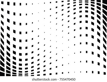 Abstract halftone wave dotted background. Monochrome grunge pattern with square.  Vector modern pop art texture for posters, sites, cover, business cards, postcards, art labels layout, stickers.