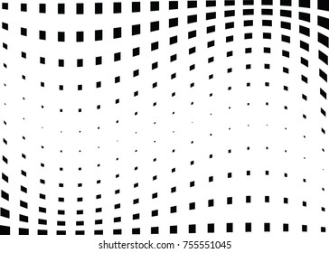 Abstract halftone wave dotted background. Monochrome grunge pattern with square.  Vector modern pop art texture for posters, sites, cover, business cards, postcards, art labels layout, stickers.