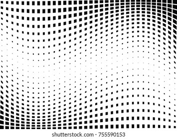 Abstract halftone wave dotted background. Monochrome grunge pattern with square.  Vector modern pop art texture for posters, sites, cover, business cards, postcards, art labels layout, stickers.