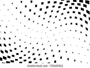 Abstract halftone wave dotted background. Monochrome grunge pattern with square.  Vector modern pop art texture for posters, sites, cover, business cards, postcards, art labels layout, stickers.