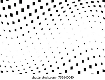 Abstract halftone wave dotted background. Monochrome grunge pattern with square.  Vector modern pop art texture for posters, sites, cover, business cards, postcards, art labels layout, stickers.