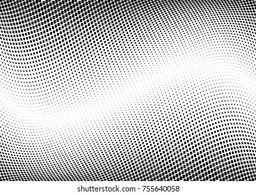Abstract halftone wave dotted background. Monochrome grunge pattern with square.  Vector modern pop art texture for posters, sites, cover, business cards, postcards, art labels layout, stickers.