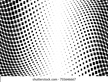 Abstract halftone wave dotted background. Monochrome grunge pattern with square.  Vector modern pop art texture for posters, sites, cover, business cards, postcards, art labels layout, stickers.