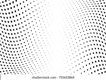 Abstract halftone wave dotted background. Monochrome grunge pattern with square.  Vector modern pop art texture for posters, sites, cover, business cards, postcards, art labels layout, stickers.