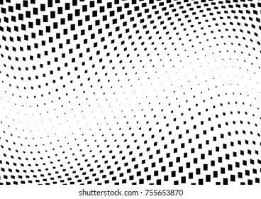 Abstract halftone wave dotted background. Monochrome grunge pattern with square.  Vector modern pop art texture for posters, sites, cover, business cards, postcards, art labels layout, stickers.