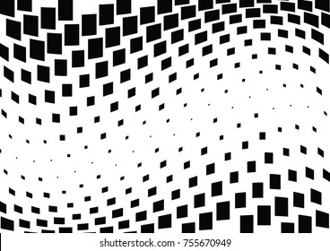 Abstract halftone wave dotted background. Monochrome grunge pattern with square.  Vector modern pop art texture for posters, sites, cover, business cards, postcards, art labels layout, stickers.