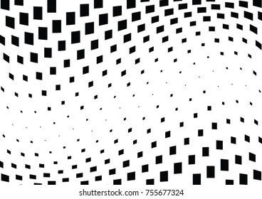 Abstract halftone wave dotted background. Monochrome grunge pattern with square.  Vector modern pop art texture for posters, sites, cover, business cards, postcards, art labels layout, stickers.