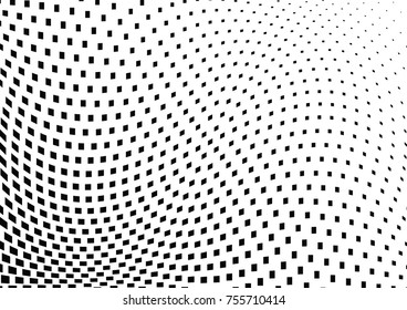Abstract halftone wave dotted background. Monochrome grunge pattern with square.  Vector modern pop art texture for posters, sites, cover, business cards, postcards, art labels layout, stickers.