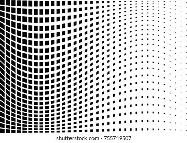 Abstract halftone wave dotted background. Monochrome grunge pattern with square.  Vector modern pop art texture for posters, sites, cover, business cards, postcards, art labels layout, stickers.