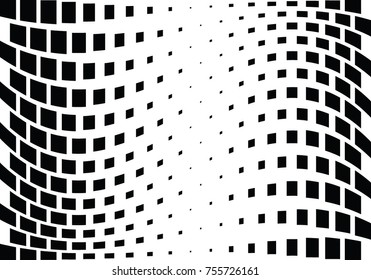 Abstract halftone wave dotted background. Monochrome grunge pattern with square.  Vector modern pop art texture for posters, sites, cover, business cards, postcards, art labels layout, stickers.