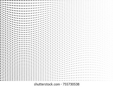 Abstract halftone wave dotted background. Monochrome grunge pattern with square.  Vector modern pop art texture for posters, sites, cover, business cards, postcards, art labels layout, stickers.
