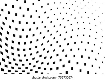 Abstract halftone wave dotted background. Monochrome grunge pattern with square.  Vector modern pop art texture for posters, sites, cover, business cards, postcards, art labels layout, stickers.