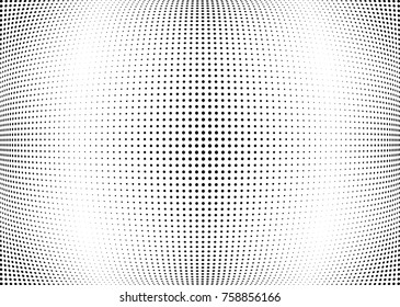 Abstract halftone wave dotted background. Futuristic twisted grunge pattern, dot, circles.  Vector modern optical pop art texture for posters, business cards, cover, labels mock-up, stickers layout