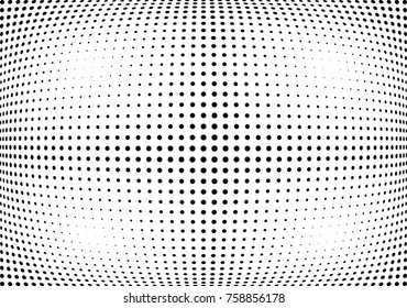 Abstract halftone wave dotted background. Futuristic twisted grunge pattern, dot, circles.  Vector modern optical pop art texture for posters, business cards, cover, labels mock-up, stickers layout