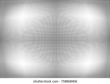 Abstract halftone wave dotted background. Futuristic twisted grunge pattern, dot, circles.  Vector modern optical pop art texture for posters, business cards, cover, labels mock-up, stickers layout