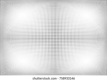 Abstract halftone wave dotted background. Futuristic twisted grunge pattern, dot, circles.  Vector modern optical pop art texture for posters, business cards, cover, labels mock-up, stickers layout