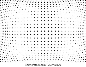 Abstract halftone wave dotted background. Futuristic twisted grunge pattern, dot, circles.  Vector modern optical pop art texture for posters, business cards, cover, labels mock-up, stickers layout