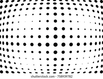 Abstract halftone wave dotted background. Futuristic twisted grunge pattern, dot, circles.  Vector modern optical pop art texture for posters, business cards, cover, labels mock-up, stickers layout