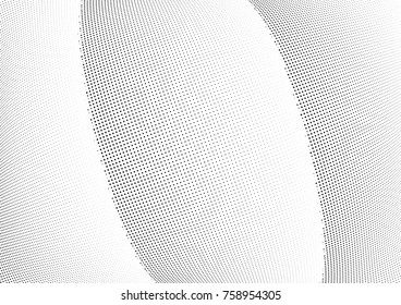Abstract halftone wave dotted background. Futuristic twisted grunge pattern, stars.  Vector modern optical pop art texture for posters, postcard, grunge cover, labels, vintage sticker mock-up layout
