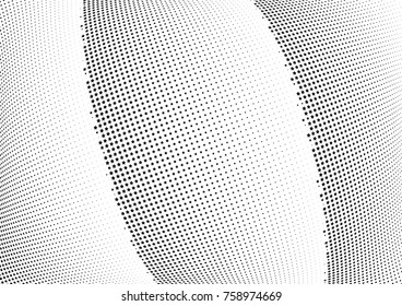 Abstract halftone wave dotted background. Futuristic twisted grunge pattern, stars.  Vector modern optical pop art texture for posters, postcard, grunge cover, labels, vintage sticker mock-up layout