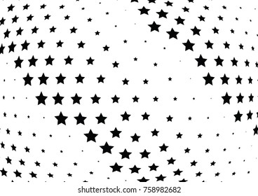 Abstract halftone wave dotted background. Futuristic twisted grunge pattern, stars.  Vector modern optical pop art texture for posters, postcard, grunge cover, labels, vintage sticker mock-up layout