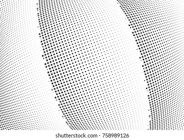 Abstract halftone wave dotted background. Futuristic twisted grunge pattern, stars.  Vector modern optical pop art texture for posters, postcard, grunge cover, labels, vintage sticker mock-up layout