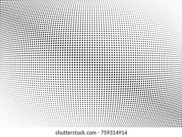 Abstract halftone wave dotted background. Futuristic twisted grunge pattern, stars.  Vector modern optical pop art texture for posters, postcard, grunge cover, labels, vintage sticker mock-up layout