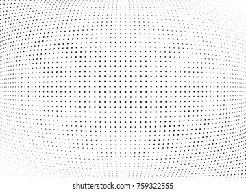 Abstract halftone wave dotted background. Futuristic twisted grunge pattern, stars.  Vector modern optical pop art texture for posters, postcard, grunge cover, labels, vintage sticker mock-up layout