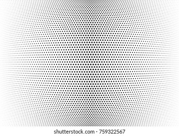 Abstract halftone wave dotted background. Futuristic twisted grunge pattern, stars.  Vector modern optical pop art texture for posters, postcard, grunge cover, labels, vintage sticker mock-up layout