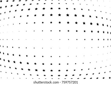 Abstract halftone wave dotted background. Futuristic twisted grunge pattern, star.  Vector modern optical pop art texture for posters, postcard, grunge cover, labels, vintage sticker mock-up layout