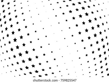 Abstract halftone wave dotted background. Futuristic twisted grunge pattern, star.  Vector modern optical pop art texture for posters, postcard, grunge cover, labels, vintage sticker mock-up layout