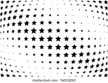 Abstract halftone wave dotted background. Futuristic twisted grunge pattern, star.  Vector modern optical pop art texture for posters, postcard, grunge cover, labels, vintage sticker mock-up layout