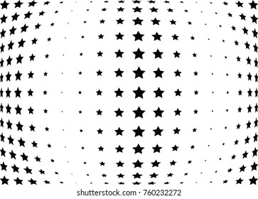 Abstract halftone wave dotted background. Futuristic twisted grunge pattern, star.  Vector modern optical pop art texture for posters, postcard, grunge cover, labels, vintage sticker mock-up layout