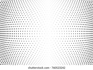 Abstract halftone wave dotted background. Futuristic twisted grunge pattern, star.  Vector modern optical pop art texture for posters, postcard, grunge cover, labels, vintage sticker mock-up layout