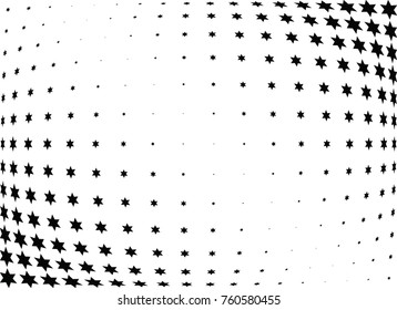 Abstract halftone wave dotted background. Futuristic twisted grunge pattern, star.  Vector modern optical pop art texture for posters, postcard, grunge cover, labels, vintage sticker mock-up layout